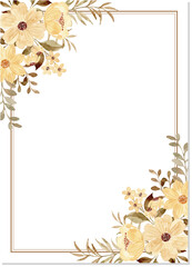 Obraz premium Watercolor yellow floral frame