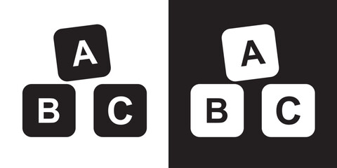 Baby ABC Cubes Icon Set for Kids Education, Preschool Learning, Toys, Alphabet Blocks, Early Childhood Development.