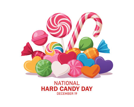 National Hard Candy Day vector. Different types of candies icon set. Hard candy collection vector. Hard Candy Day Poster, December 19.