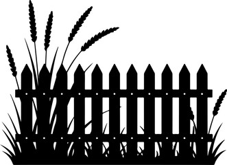 Picket Fence Corner with Grass vector illustration