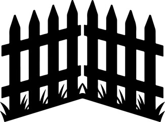 Picket Fence Corner with Grass vector illustration