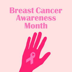 Breast Cancer Awareness Month Social Media Banner with Pink Ribbon