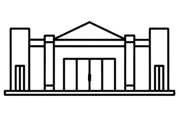 line art Shopping mall exterior silhouette vector illustration, isolated on white background