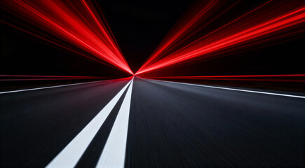 Red speed light horizontal straight line on black background