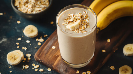 banana and oat smoothie, postworkout protein drink concept