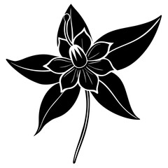 Stylized black silhouette of a delicate flower with five petals and stamens