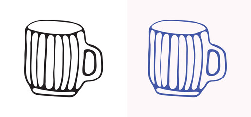 A clean hand drawn illustration of a versatile empty cup or mug. This simple doodle line art is perfect for custom drinks, generic beverage graphics, or adding your own text/logo. 