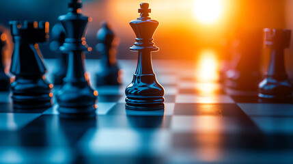 chessboard with winning move highlighted, strategy and success metaphor