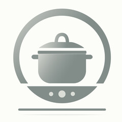 Cooking pot symbol on kitchen stove.