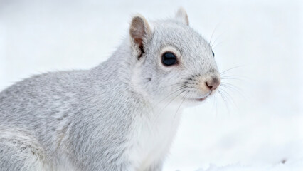 Fototapeta premium WhiteSquirrelSnowCloseup