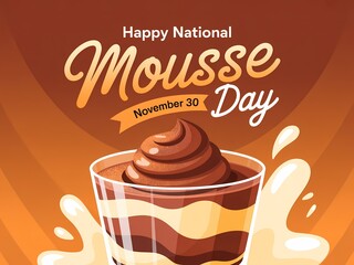 Celebrate national mousse day with a delicious chocolate dessert illustration