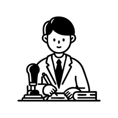 Government office clerk stamping an official document at a desk, representing bureaucracy, paperwork, and administration.