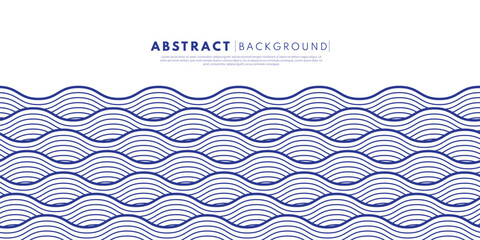 Abstract background with a repeating blue wave line pattern. Japanese water. Vector illustration.