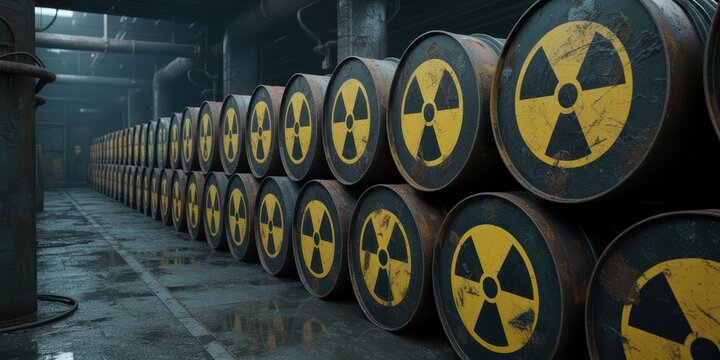 Barrels of Radioactive Waste Storage