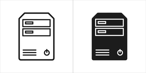 Obraz premium Computer tower icon in black and white