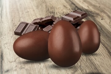 Chocolate Easter eggs. Christian concept