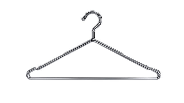 Silver Metal Clothes Hanger Isolated on Transparent Background