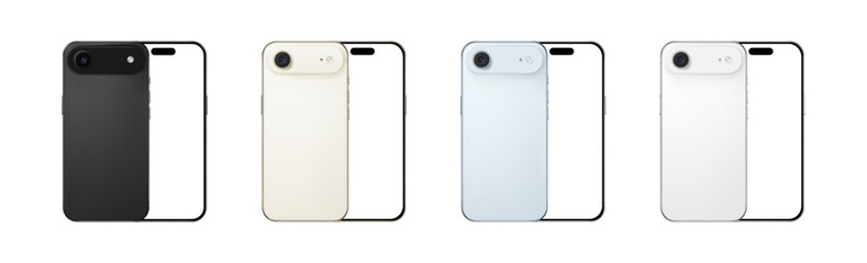 Four Smartphones Displaying Blank Screens Isolated on White Background