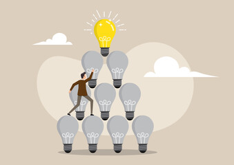 Climbing Toward Innovation and Bright Ideas Concept