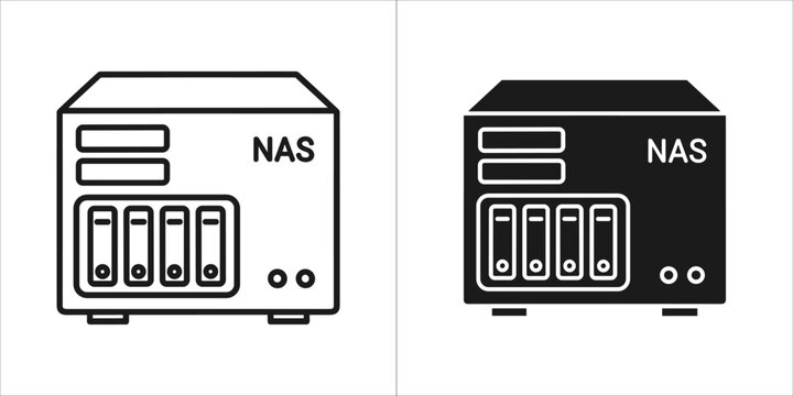Two nas device icons, one black and one white, on a