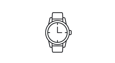 Classic Wristwatch Icon Simple Line Art Design.