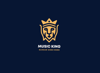 Lion head wearing a crown logo design for a music company