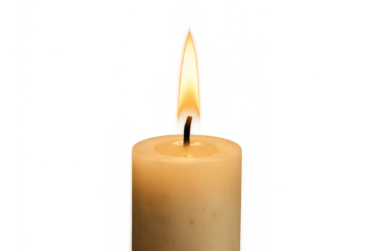 Burning candle flame on a transparent background creating a warm, glowing light of hope and spirituality - Powered by Adobe