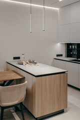 Interior of modern kitchen studio in house