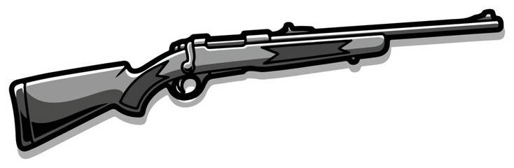 Vintage hunting rifle classic single-barrel firearm cartoon