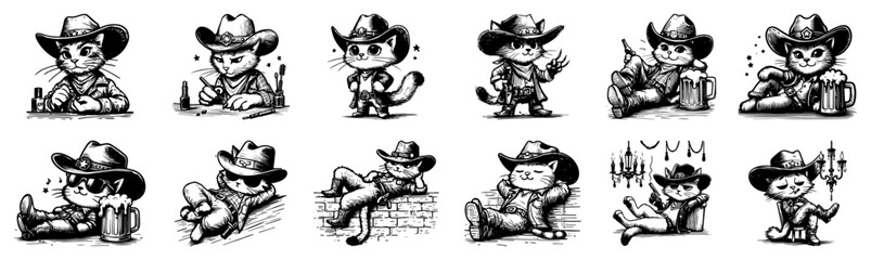 Cowboy kitten activities doodle bundle lasso guitar bricks