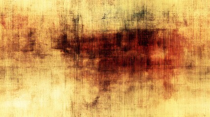 Abstract textured background features dark red and brown distressed markings over a light yellow surface
