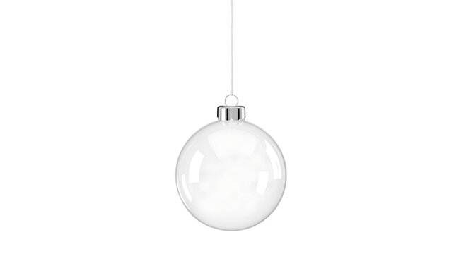 Clear Glass Christmas Ornament Hanging on PNG Background