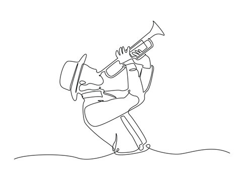 line art musician playing trumpet clip art preview