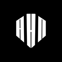 A bold white three-letter a black hexagonal monogram logo design