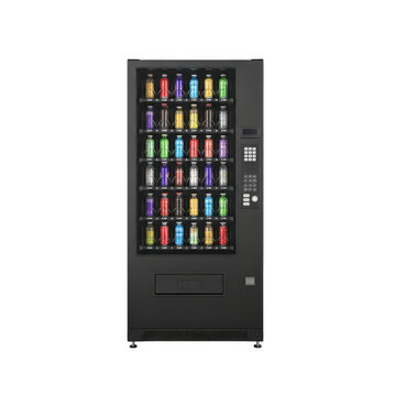 3d modern vending machine filled with assorted refreshing beverage cans transparent background