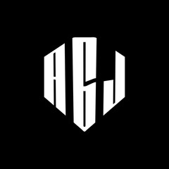 A bold white three-letter a black hexagonal monogram logo design