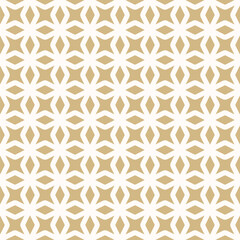 Vector seamless pattern with geometric arabesque lattice. Luxury golden texture with curved stars, diamonds, floral grid. Elegant ornamental background. Repeat design for decor, textile, wap, interior