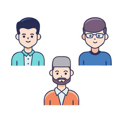 A set of male characters in vector. icons
