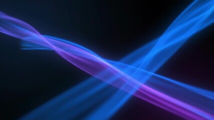 Abstract blue and purple light trails flowing across a black background creating dynamic energy lines - Powered by Adobe