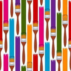Seamless pattern with brushes for painting. Colored vector background