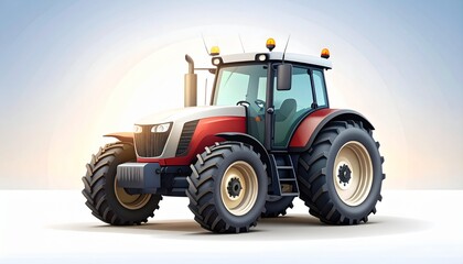 Obraz premium modern red farm tractor studio shot