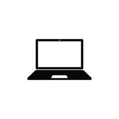 Laptop computer minimal vector silhouette black design isolated on white