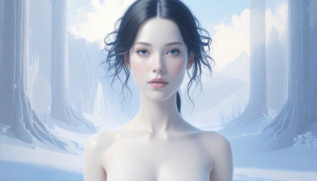 Pale maiden in a snowy landscape