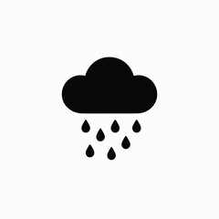 Small rain cloud minimal vector silhouette black design isolated on white