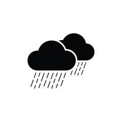 Two rain clouds minimal vector silhouette black design isolated on white