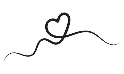  Hand drawn linear  heart design. Hand drawn vector illustration isolated on white background. 