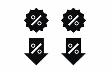 set of Sale arrow icon silhouette vector illustration