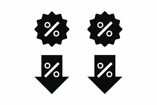 set of Sale arrow icon silhouette vector illustration