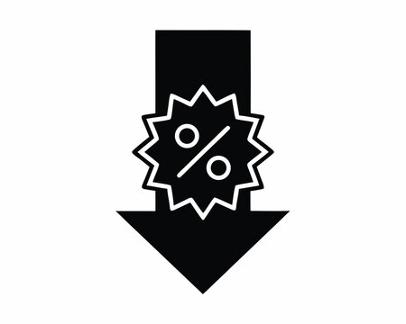 Sale arrow icon silhouette vector illustration, isolated on white background