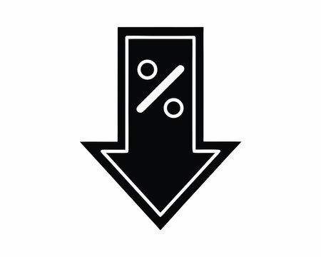 Sale arrow icon silhouette vector illustration, isolated on white background